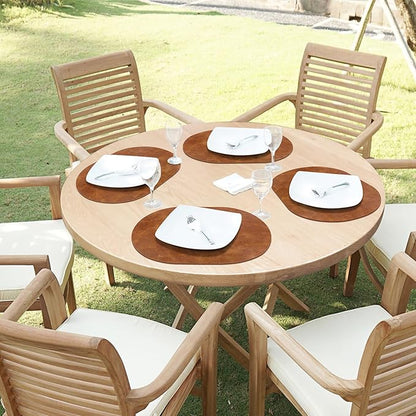 ADRIMER Placemats, Heat Resistant Oval Placemats Set of 4 Washable 12 x 17 Inch, Waterproof Table Mats, Wipeable Pu Place Mats for Kitchen, Dining Room, Turmeric Brown