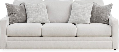 Signature Design by Ashley Maitelynn Contemporary Sofa with Accent Pillows, Reversible Cushions and Sloped Arms, Light Gray