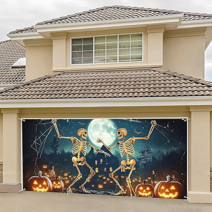 6 x 13 ft Halloween Garage Door Decorations Halloween decorations Witch Door Cover, Hanging Banner, Cauldron Backdrop Mural for Home, Outdoor, Indoor, Spooky Party, Wall, Window (Skull-1)