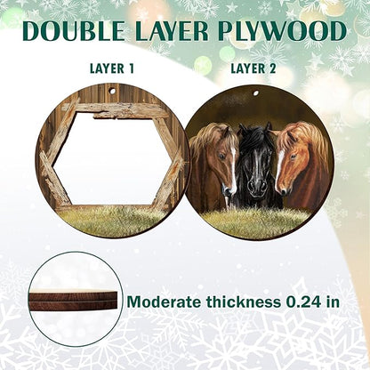 OASSIE Christmas Horse Gifts for Women Men - Ceramic Ornaments 2025 for Tree Decorations - Horse Ornament Gifts for Animal Lovers, Farm House Christmas Decorations, Farm Animal Decor