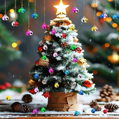 Augshy 200 Pcs Multicolour Jingle Bells, 1/4 Inch Craft Bell Mini Bell Bulk for Christmas Home Pet Decorations Bracelets Necklace Knitting Jewelry Making Xmas Decor Party Favors Supplies