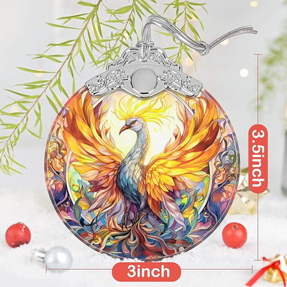 Phoenix Stained Glass Ornament - Christmas Tree Decor, Spreading Wings