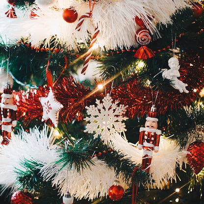 CANREVEL 4 Pieces 26.2 Ft Christmas Garland Metallic Shiny Twist Tinsel Garland Hanging Decorations for Christmas Tree, Mantle, Stairs Railing Decorations - White