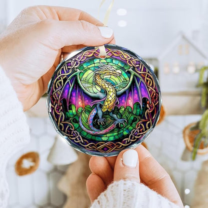 Celtics Ornament - Dragon Themed Celtic Christmas Ornaments for Tree, Unique Dragon Tree Topper, Perfect for Dragons Lovers, Eye-Catching Celtic Knot Ornaments, Ideal for Families