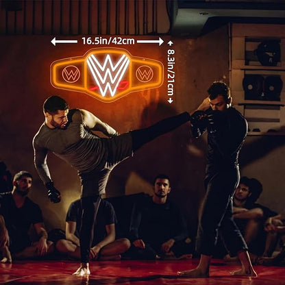 Wrestling neon sign LED wall decor with brightly colored wrestling belts and logos for gaming bedrooms, match parties, sports fan gifts, wrestling gifts, sports themed lighting, Gym Decor and Man Cave