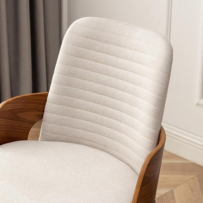 Dining Room Chairs,Mid Century Modern Kitchen Chairs,Upholstered Beige Fabric Chairs,Metal Legs Wooden Desk Chairs Armless and No Wheels for Kitchen Dining Living Room,1PCS