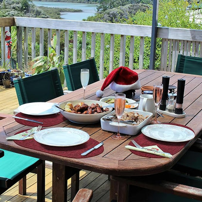 Placemats for Dining Table Set of 4 Non-Slip, Heat Resistant Oval Leather Placemat Double Layer, Waterproof Table Mats Easy to Clean for Kitchen Dining Room Coffee Office Table, Wine Red