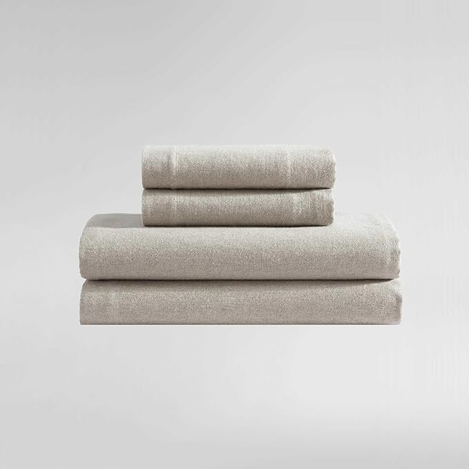 Calvin Klein - Queen Bed Sheets, Soft Melange Flannel Bedding Set with Deep Pockets, Oeko-TEX Certified (Melange Flannel Natural, Queen)