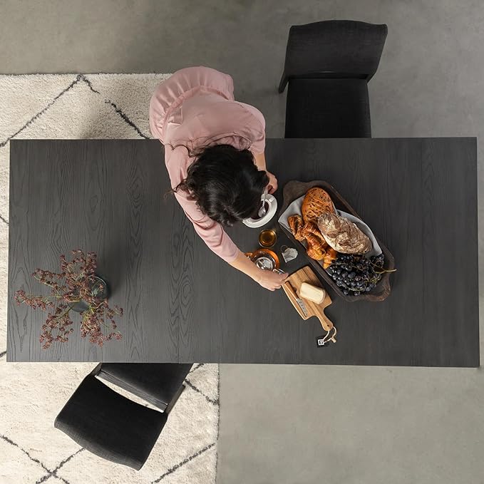 Transformer Table Dining Table Set for 4 to 12, Extendable Wood Dining Table 1 to 10 feet with Stackable Chairs - Space Saving Furniture Wood Furniture (Black)