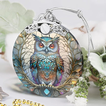 Christmas Ornament, 2025 Ornaments for Christmas Tree, Stained Glass Hanging Ornament, Holiday Ornaments, Unique Gift Idea - Owl