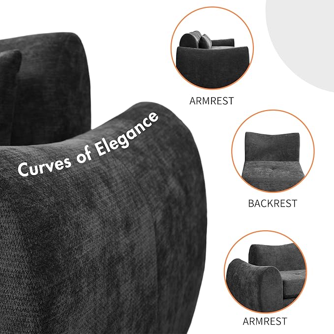 101.6" Modular Sectional Cloud Sofa,Floor Boneless Couch, 4-in-1 Folding Convertible Sofa Bed, Modular Cushion Couch,Suitable for Living Room,Bedroom and Recreation Room (Black)