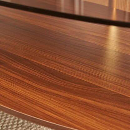 Saint Mossi Olive Glass Coffee Table for Living Room, Mid Century Modern Center Table, Surfboard Brown Glass & Coffee Brown MDF Bottom Shelf, L41xW21xH17, Gold Table Legs