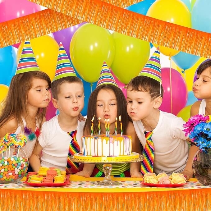 12 Pack 10 Feet Metallic Foil Fringe Garland Tinsel Streamers Banner, Macaron Orange Wall Hanging Tinsel Fringe Banners for Parade Floats, Wedding, Birthday, Christmas, New Year Party Decorations