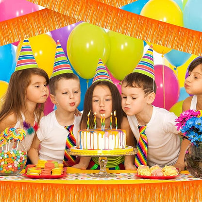 12 Pack 10 Feet Metallic Foil Fringe Garland Tinsel Streamers Banner, Macaron Orange Wall Hanging Tinsel Fringe Banners for Parade Floats, Wedding, Birthday, Christmas, New Year Party Decorations