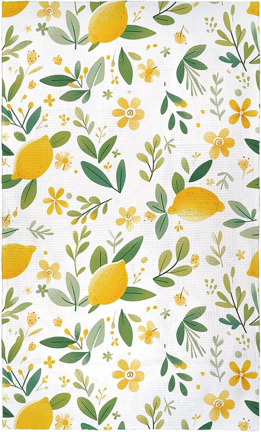 Eunzel Kitchen Tea Towel Quick Dry Microfiber Dish Towels 18x30 Lemon