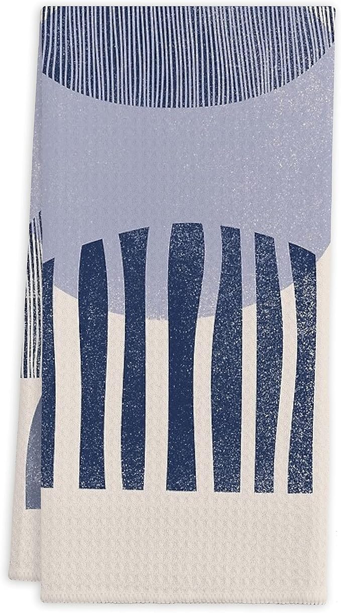QIYUHOY Abstract Blue Geometric Mid Century Modern Kitchen Towels Tea Towels 16x24 Cotton Dish Towels for Farmhouse Decor