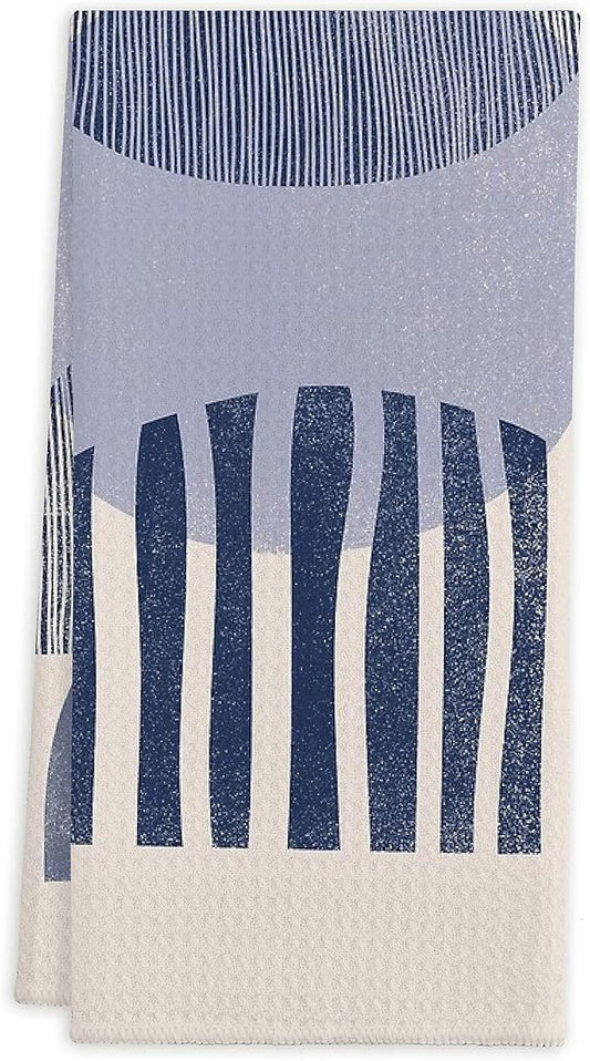 QIYUHOY Abstract Blue Geometric Mid Century Modern Kitchen Towels Tea Towels 16x24 Cotton Dish Towels for Farmhouse Decor