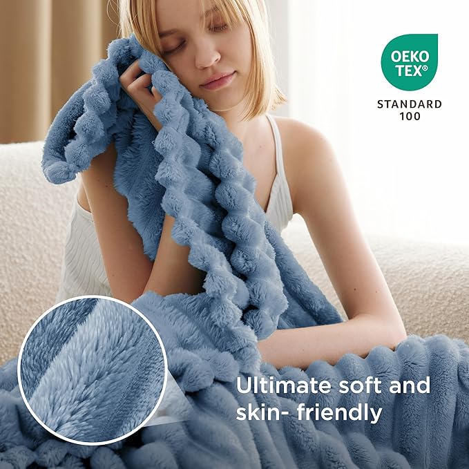 Bedsure GentleSoft Blue Twin XL Blanket for Bed - Cozy Soft Blankets for Women, Cute Small Fleece Throws for Girls, Birthday Gifts for Women Decor Gifts, Ashley Blue, 66x90 Inches