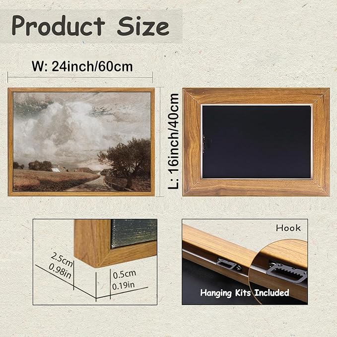 KBKBART Framed Canvas Wall Art, Vintage Wall Art European Landscape Oil Painting, Rustic Farmhouse Decor Country Landscape Print, Vintage Art Pictures for Bathroom Wall Decor Bedroom Living Room