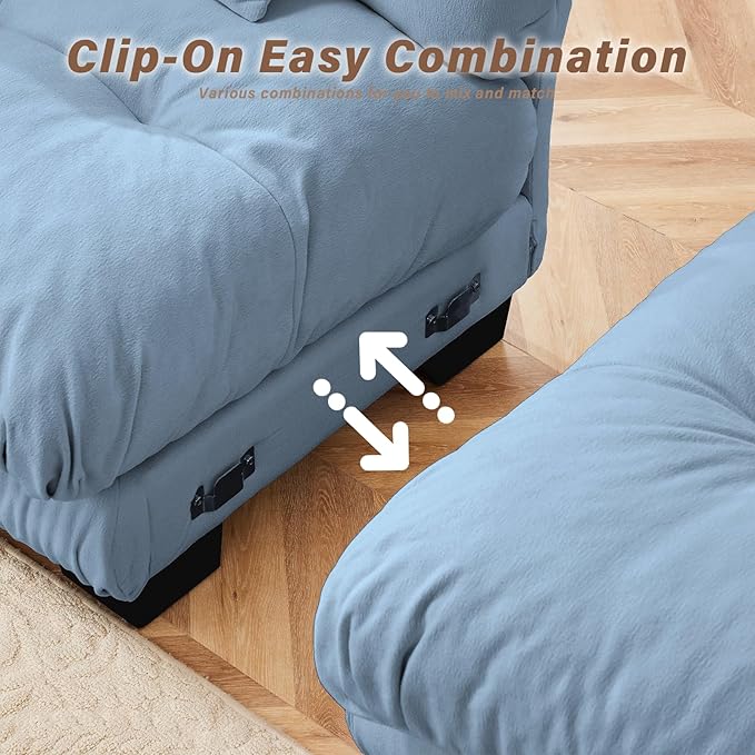 SoarFlash Velvet Sectional Middle Position Sofa, Blue