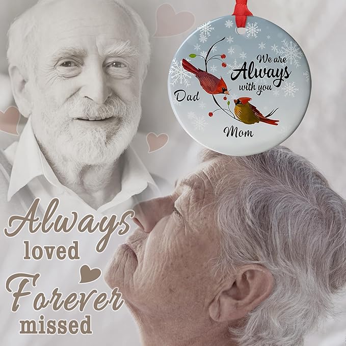Cardinal Christmas Ornament - Memorial Ornament for Dad and Mom - Sympathy Gift - Thinking of You Remembrance Gift