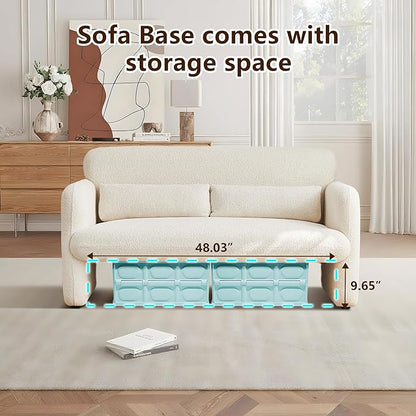 59.1'' Loveseat Sofa, 2 Seater Upgrade Sherpa Fabric Love Seat Couch, Comfy Upholstered Modern Leisure Loveseat Couches with 2 Waist Pillow for Bedroom, Office, Living Room