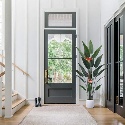Artificial Bird of Paradise Plant 5 Ft Tall Fake Banana Leaf Plant for Indoors and Outdoors, Artificial Flowers, Faux Palm Tree with Plastic Pot for Office and Home Decor