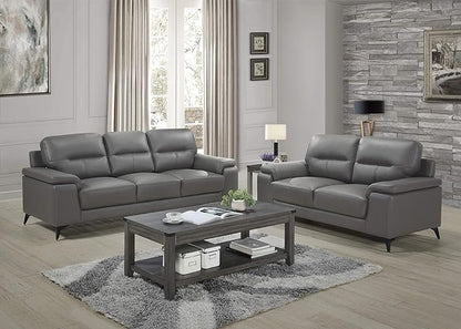 Homelegance 67" Leather Loveseat, Dark Gray