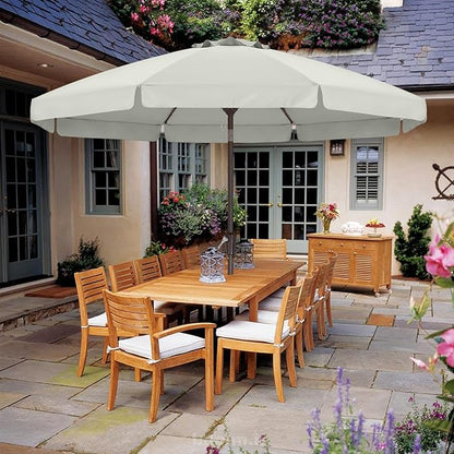 ABCCANOPY 10ft Scalloped Patio Umbrella, Outdoor Table Umbrella with Tilt and Crank, Fiberglass Ribs Deck Umbrella for Patio, Pool, Garden, Picnic (Light Beige)