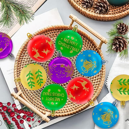 40PCS 2.36" Christmas Balls Ornaments, Plastic Christmas Tree Ornaments, Holiday Baubles, Hanging Decorations for Xmas Trees Holiday Party, Gold Red Purple Baubles