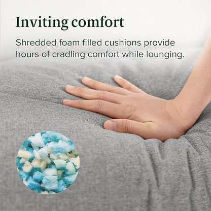 ZINUS Ada Sling Accent Chair, Metal Framed Armchair with Shredded Foam Cushioning, Light Grey