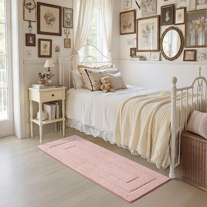 GRANNY SAYS Pink Bathroom Rugs Non Slip, 24" x 59", Large Bathroom Rugs Washable, Bath Rugs for Bath, Absorbent Bath Mats for Floor, Absorbent Shower Rug, Microfiber Bath Mat for Tub