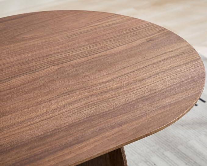 70" Farmhouse Oval Dining Table, Heavy-Duty Wood Dining Room Table for 4-6 Seats, Kitchen Table & Home Desk with Easy-Clean Tabletop, Walnut