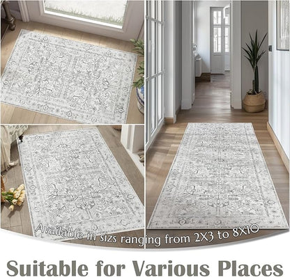 jinchan Bohemian Runner Rugs 3x10 Set of 2 Washable Non-Slip, Grey