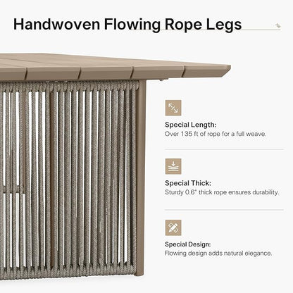 PURPLE LEAF Outdoor Dining Table Set of 5, Aluminum Outdoor Patio Table and Chairs Set with Olefin Cushions, Patio Furniture Set for Garden or Deck, Beige