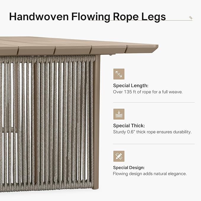 PURPLE LEAF Outdoor Dining Table Set of 9, Aluminum Outdoor Patio Table and Chairs Set with Olefin Cushions, Patio Furniture Set for Garden or Deck, Beige