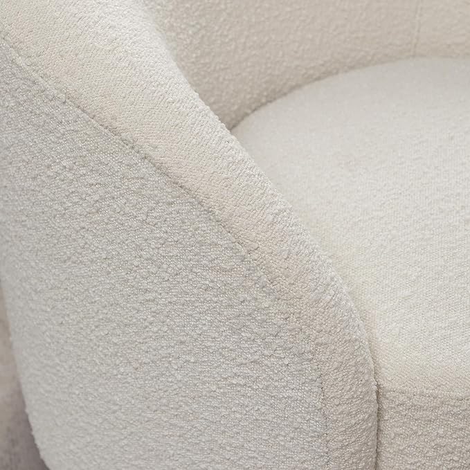 KINWELL 34" W Swivel Barrel Chair Set of 2, Mid Century Modern Round Upholstered Boucle Swivel Accent Chairs, No Assembly Chair for Living Room Bedroom Reading, Cream