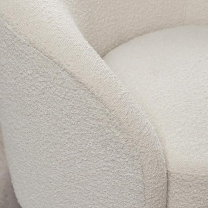 KINWELL 34" W Swivel Barrel Chair Set of 2, Mid Century Modern Round Upholstered Boucle Swivel Accent Chairs, No Assembly Chair for Living Room Bedroom Reading, Cream