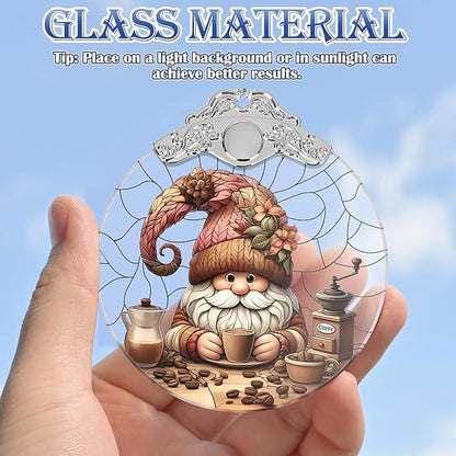 Gnome Stained Glass Ornament, Christmas Tree Decorations, Holiday Presents, Gift Exchange Ideas