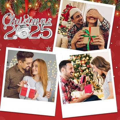 Christmas Ornament 2025 Ornaments for Christmas Tree Decorations, Dated Ornaments 2025 Keepsake Yearly 2025 Metal Hanging Ornaments for Xmas Wreath Decor Holiday Party Supplies