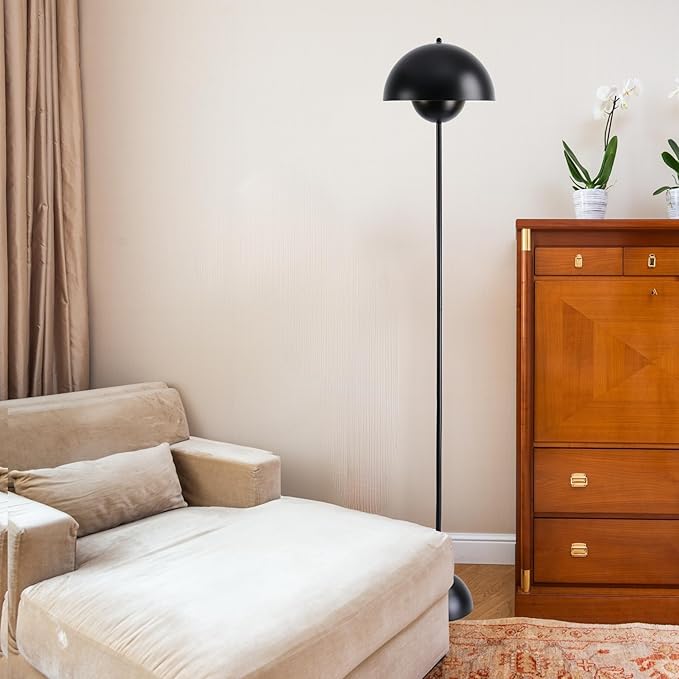 COSYLUX Modern Floor Lamp for Living Room, Industrial Tall Standing Lamp for Bedroom, Metal Shade Reflecting Light Reading Floor Lamp for Office, Nursery Room, Corner(Matte Black)