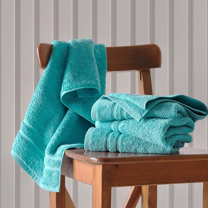 Hawmam Linen Hand Towels 4 Pack Turkish Cotton Premium Quality Soft and Absorbent Small Towels for Bath Towels, Teal Turquoise