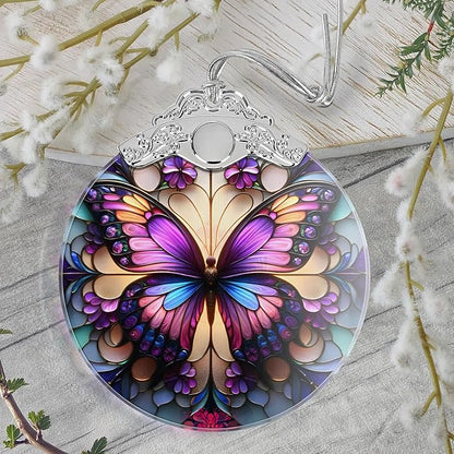 Christmas Ornament, 2025 Ornaments for Christmas Tree, Stained Glass Hanging Ornament, Holiday Ornaments, Unique Gift Idea - Butterfly