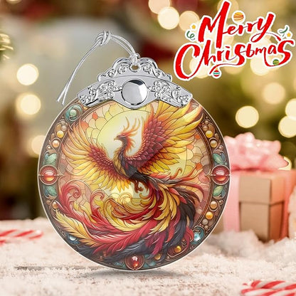 Stained Glass Phoenix Ornament, Phoenix Christmas Tree Ornaments Xmas Decorations, Holiday and Xmas Presents