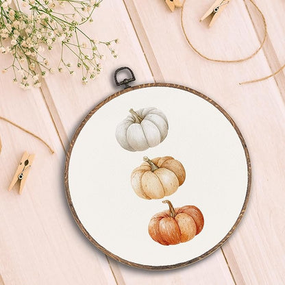 Hxlac Fall Pumpkin Print Round Wall Art Framed, Rustic Fall Round Wall Decor, Autumn Halloween Hanging Canvas Prints Wall Sculptures for Farmhouse Home Living Room Bedroom Decor, 10x10 Inch