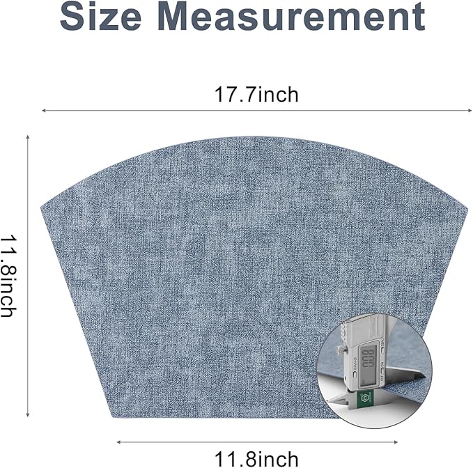 Homaxy Round Table Placemats Set of 6, Washable Wedge Shaped Faux Leather Table Mats, Wipeable Kitchen Dinner Place Mats for Indoor Outdoor, Blue