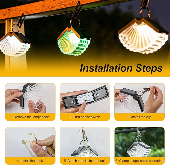 2 pcs Solar Fan-Shaped Clip Hanging Light Outdoor Courtyard Landscape Decoration Hanging Light Atmosphere Night Light Suitable for Outdoor Staircase Step Garden Courtyard Terrace Railing Decoration