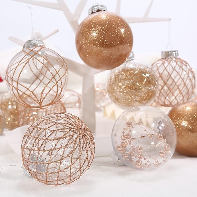 Christmas Ball Ornaments Set, 20ct Large Clear Shatterproof 3.15" Christmas Ornaments for Christmas Tree Decoration Hanging Decorative Baubles for Halloween Thanks Giving Xmas Holiday Party