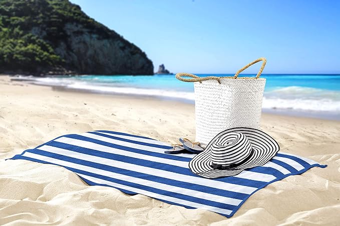 Utopia Towels 4 Pack Cabana Stripe Beach Towel Oversized 100% Ringspun Cotton Beth Towels Highly Absorbent Bath Towels for Beach