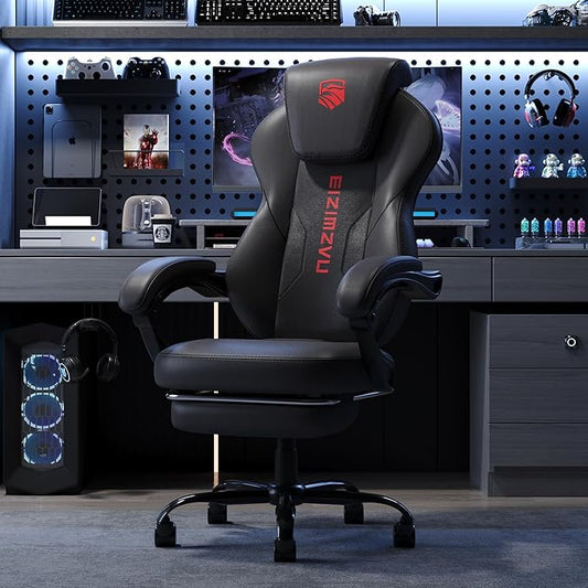Ergonomic Office Chair with Adjustable Headrest and Footrest, High Back Desk Chair with Linkage Armrests, Reclining Swivel Chair for Home Office, Executive Office Chair (Red)